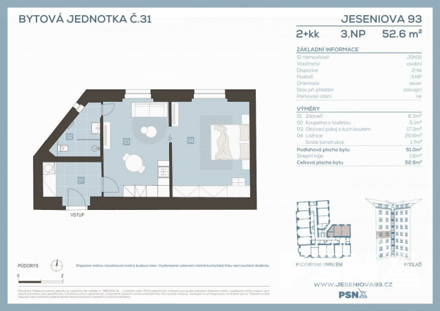 Bytová jednotka č. 31 Jeseniova 1692/93